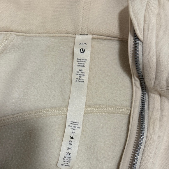 Women's Lululemom Scuba Half Zip Hoodie Cream - Picture 2 of 6